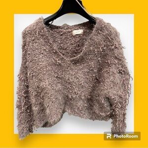 Altar'd State Fuzzy Teddy Cropped Oversized Sweater M